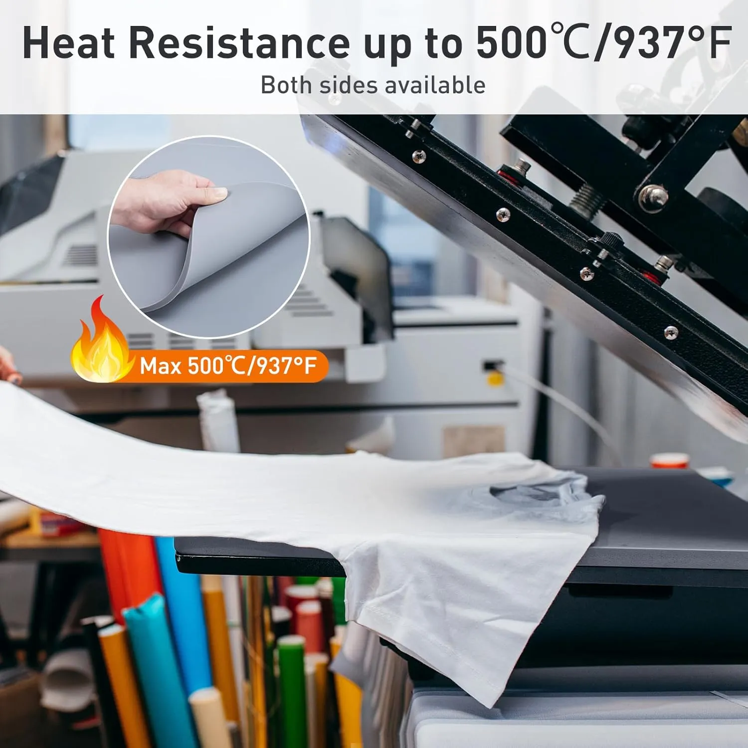 0.34" Thick Cybrixus Heat Press Mat Silicone 16x20, Silicone Heat Press Pad Support Double Sided Use for Heat Press, 500°C/937°F Heavy and Sturdy Washable Base Pad Suitable for HTV Heat Transfer Vinyl