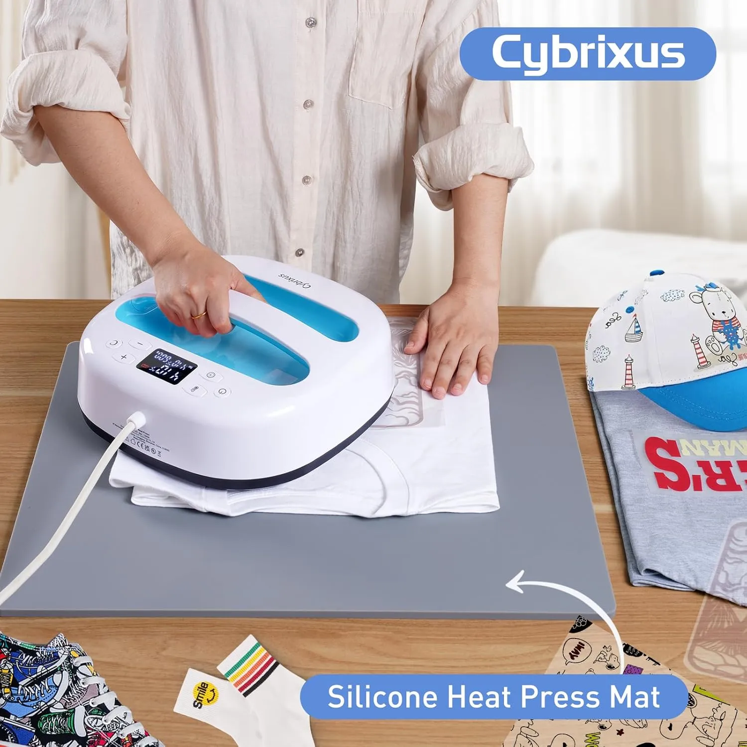 0.34" Thick Cybrixus Heat Press Mat Silicone 16x20, Silicone Heat Press Pad Support Double Sided Use for Heat Press, 500°C/937°F Heavy and Sturdy Washable Base Pad Suitable for HTV Heat Transfer Vinyl
