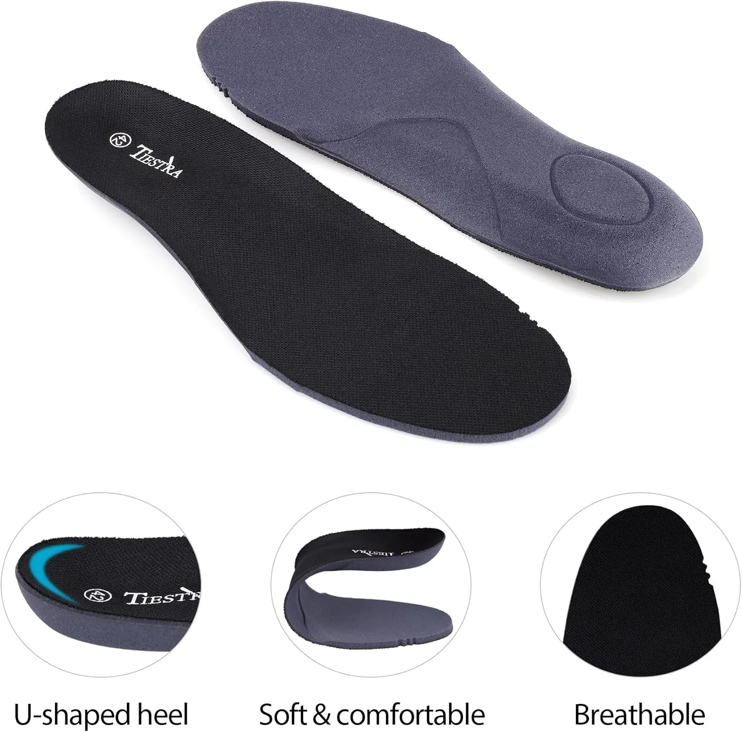 2 Pair-Insoles for Mens Replacement Shoe Inserts for Work Boot Running Shoes-Shock Absorption and Cushion for Feet Relief,Comfort Inner Soles for Everyday Use Black 44EU/US11