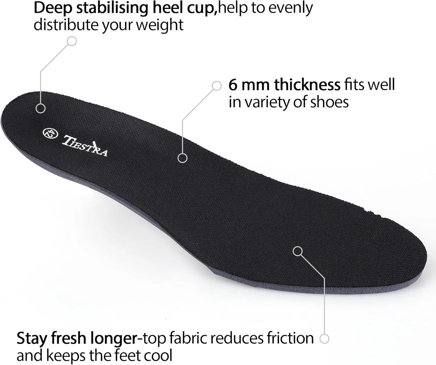 2 Pair-Insoles for Mens Replacement Shoe Inserts for Work Boot Running Shoes-Shock Absorption and Cushion for Feet Relief,Comfort Inner Soles for Everyday Use Black 44EU/US11