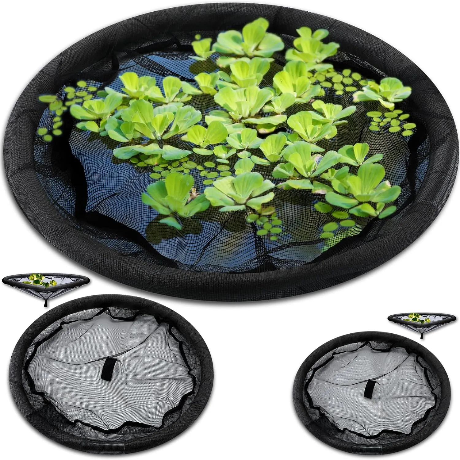 2 Pcs Diameter Fish Barrier Floating Island Plant Protector Black Floating Flora Island Round for Your Home Pond Protects Your Floating Plants from Pond Fish, 18" and 24" Diameter, Black