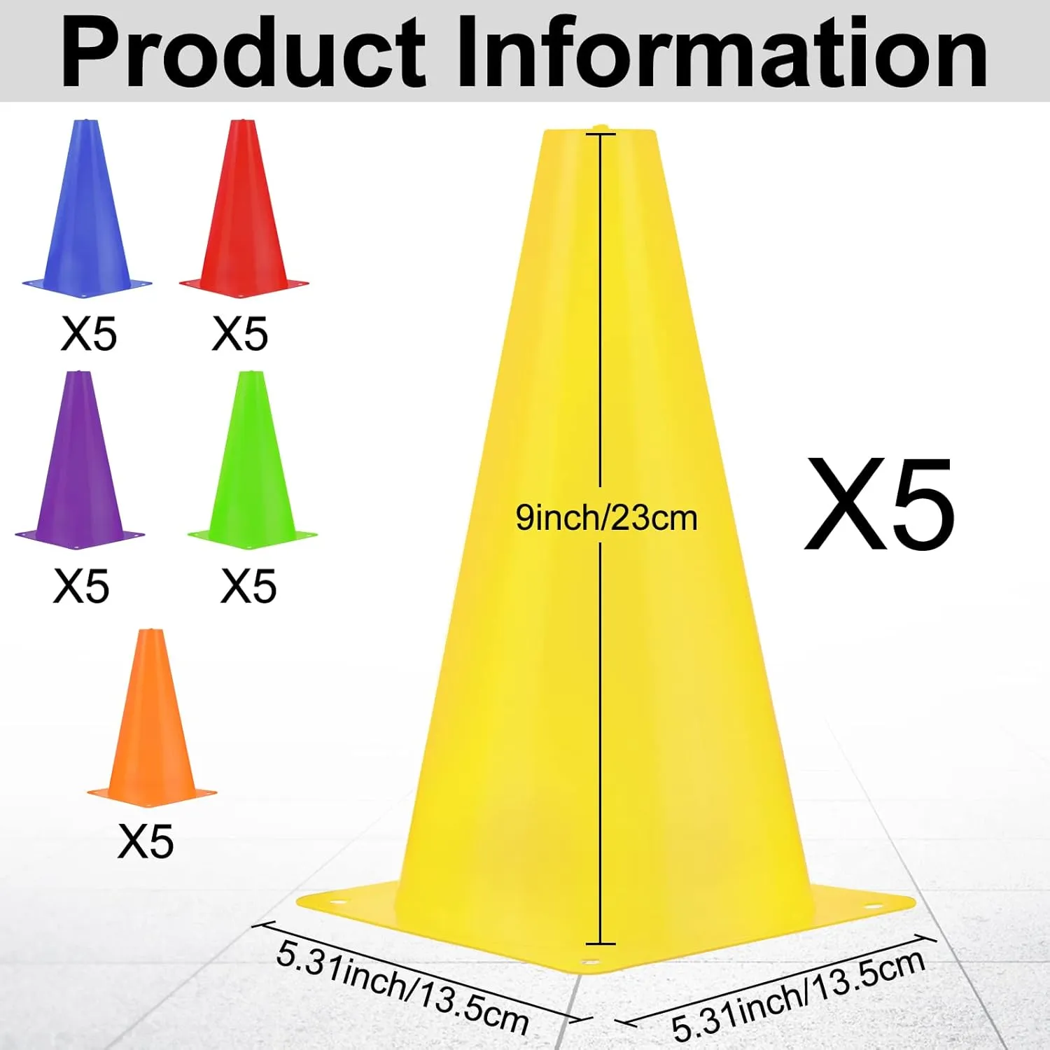 30 Pieces 9 Inch Traffic Cones Plastic Sport Agility Training Safety Cones Soccer Practice Equipment for Basketball Football Drills Exercise, Outdoor Activity and Events