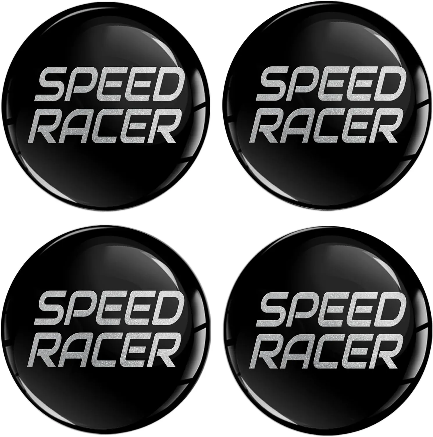 4 x 70 mm 3D Gel Silicone Stickers for Hubcaps Wheel Hub Cap Cover Sticker Decals Black Silver Speed Racer A 1670