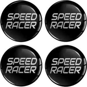 4 x 70 mm 3D Gel Silicone Stickers for Hubcaps Wheel Hub Cap Cover Sticker Decals Black Silver Speed Racer A 1670