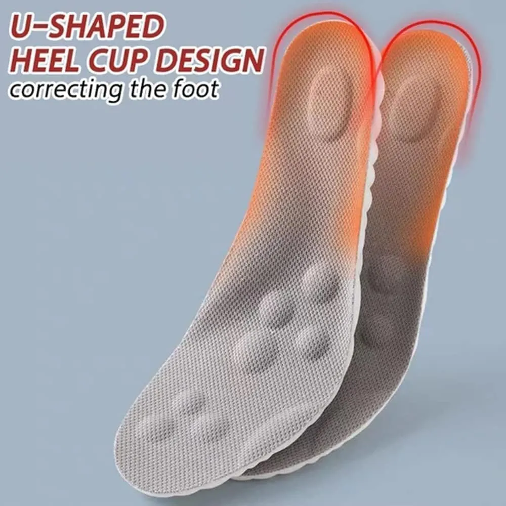 4D Cloud Technology Super Soft Comfort Insoles - U-Shape Memory Foam, 4D Sports Memory Foam (Gray, Men 8-8.5/Women 9.5-10)