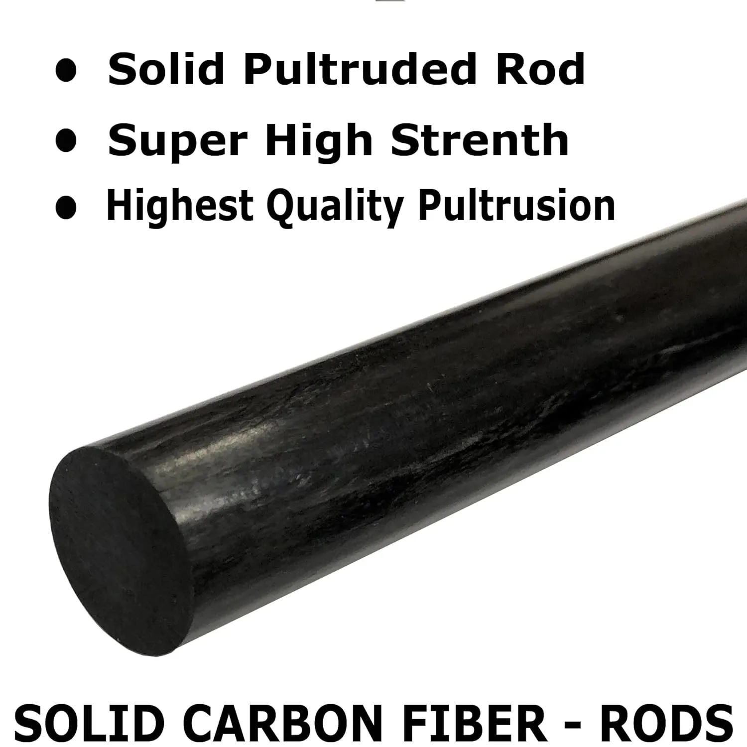 6mm x 1000mm Round Carbon Fiber Rod - Black Matte Finish - Industrial Grade - 2 Pack
