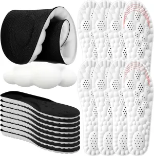 8 Pairs 4D Cloud Insoles for Men Soft Memory Foam Cushioning Cloud Insoles US M 7.5 to 10.5 4D Sports Shoes Insoles Shock Absorption with Arch Support for Foot Pain Relief Plantar Fasciitis