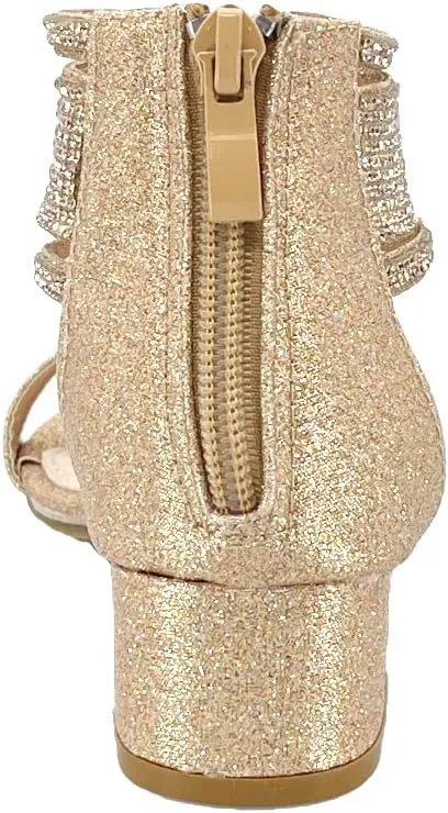 ABSOLEX Girl's Fashion Open Toe Ankle Strap Dressy/Party Low Chunky Block Heel Sandal