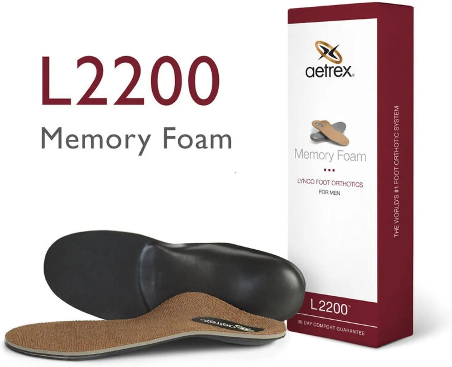 Aetrex L2200 Men's Memory Foam Plantar Fasciitis Insoles Men - Orthotic Boot and Shoe Arch Support Inserts for Walking All Day