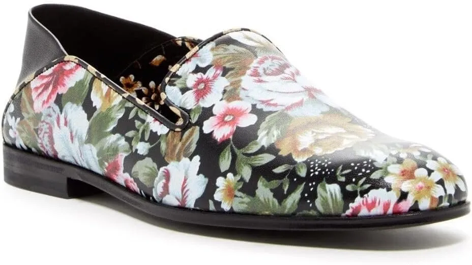 Alexander McQueen Floral Leather Slip-On Flats Shoes