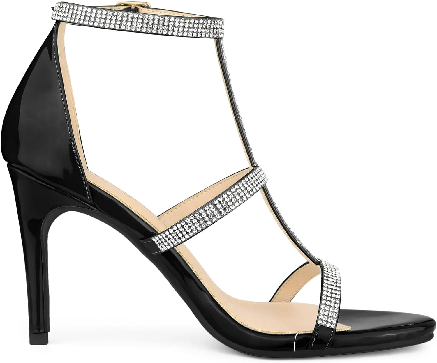 Allegra K Women's Rhinestone Ankle Strap Stiletto High Heel Sandals