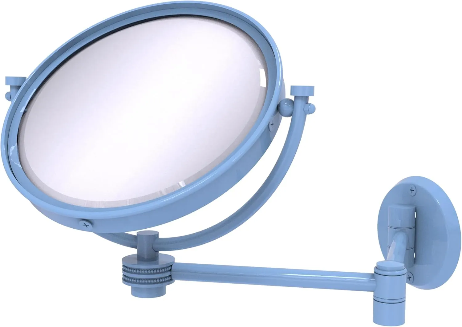 Allied Brass WM-6D/4X-FTB 8 Inch Wall Mounted Extending Make-Up Mirror 4X Magnification with Dotted Accent, Flat Troll Blue