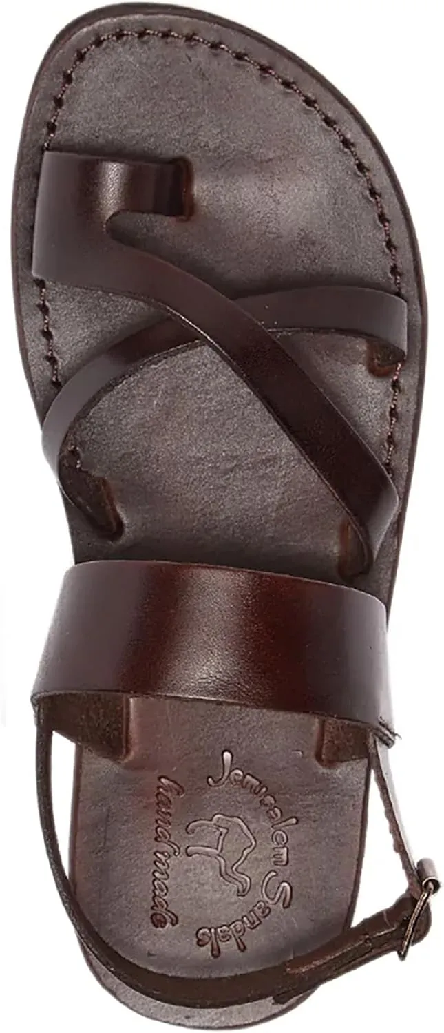 Amos - Leather Ankle Strap Flat Sandal - Mens Sandals