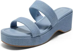Arromic Platform Wedge Sandals Women Open Toe Slip on Two Strap Chunky Heeled Sandal for Summer Casual Dressy