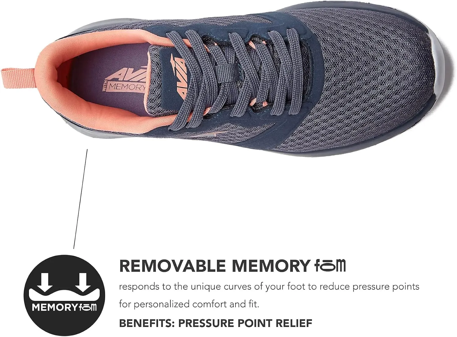 Avia Coast 2.0 Lightweight Memory Foam Walking Sneakers for Women - Black, Olive Green, or Blue