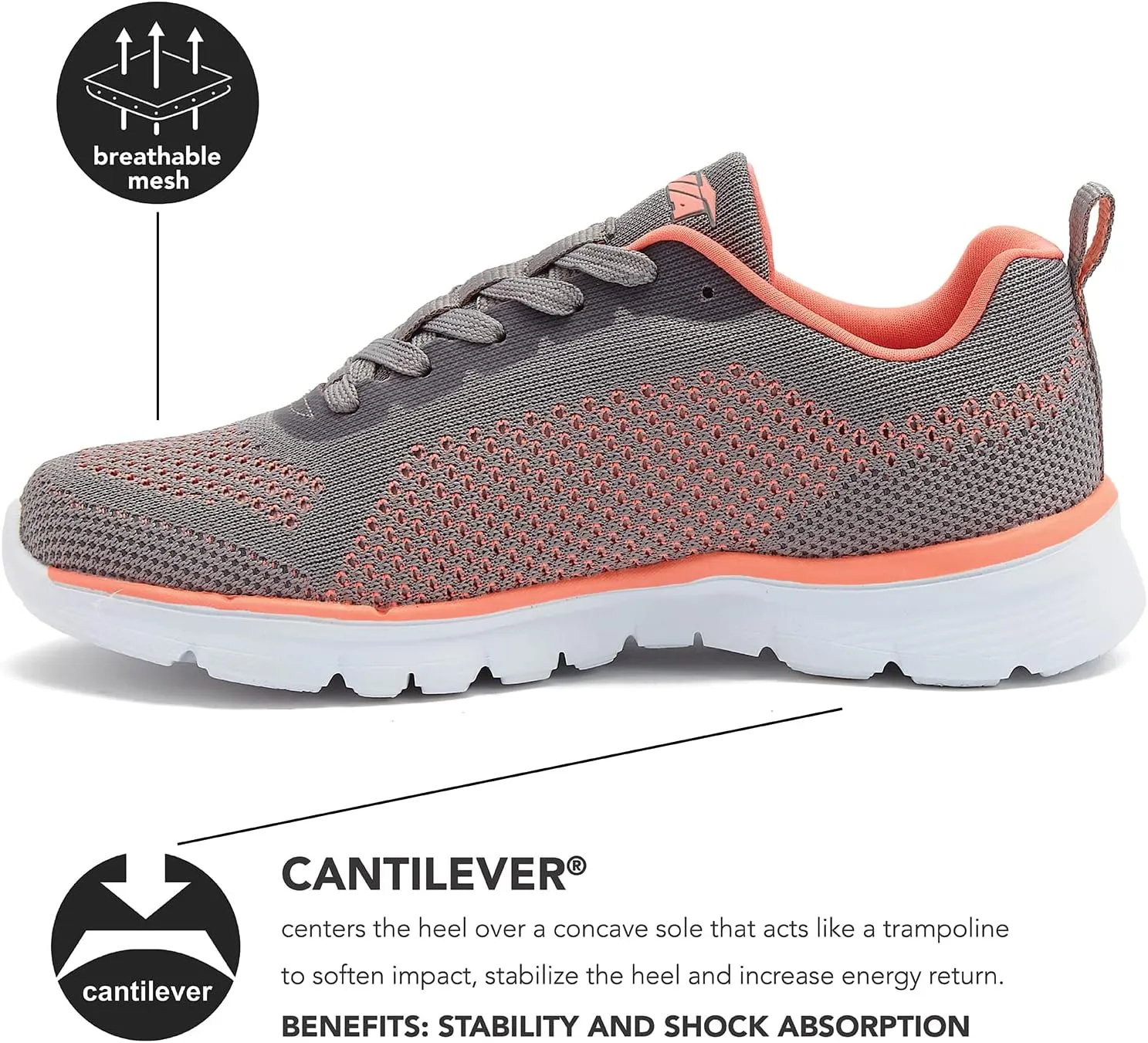 Avia Dive Lightweight Running Sneakers for Women with Memory Foam - Black, Red, & Blue
