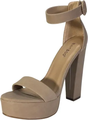 BAMBOO Women's Chunky Heel Platform Sandal with Ankle Strap