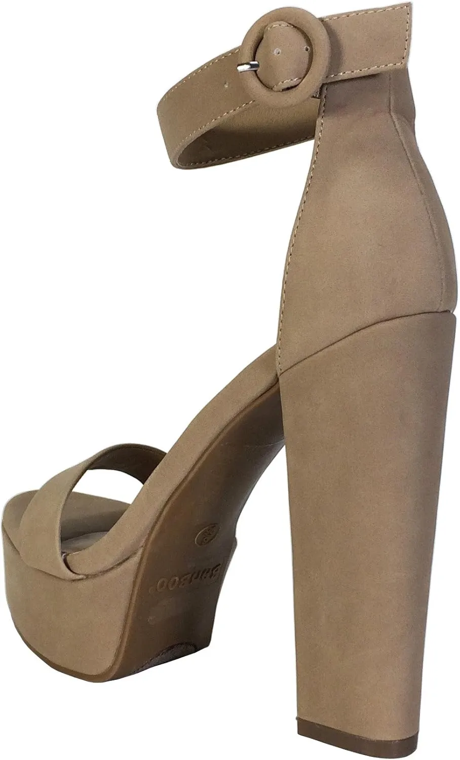 BAMBOO Women's Chunky Heel Platform Sandal with Ankle Strap