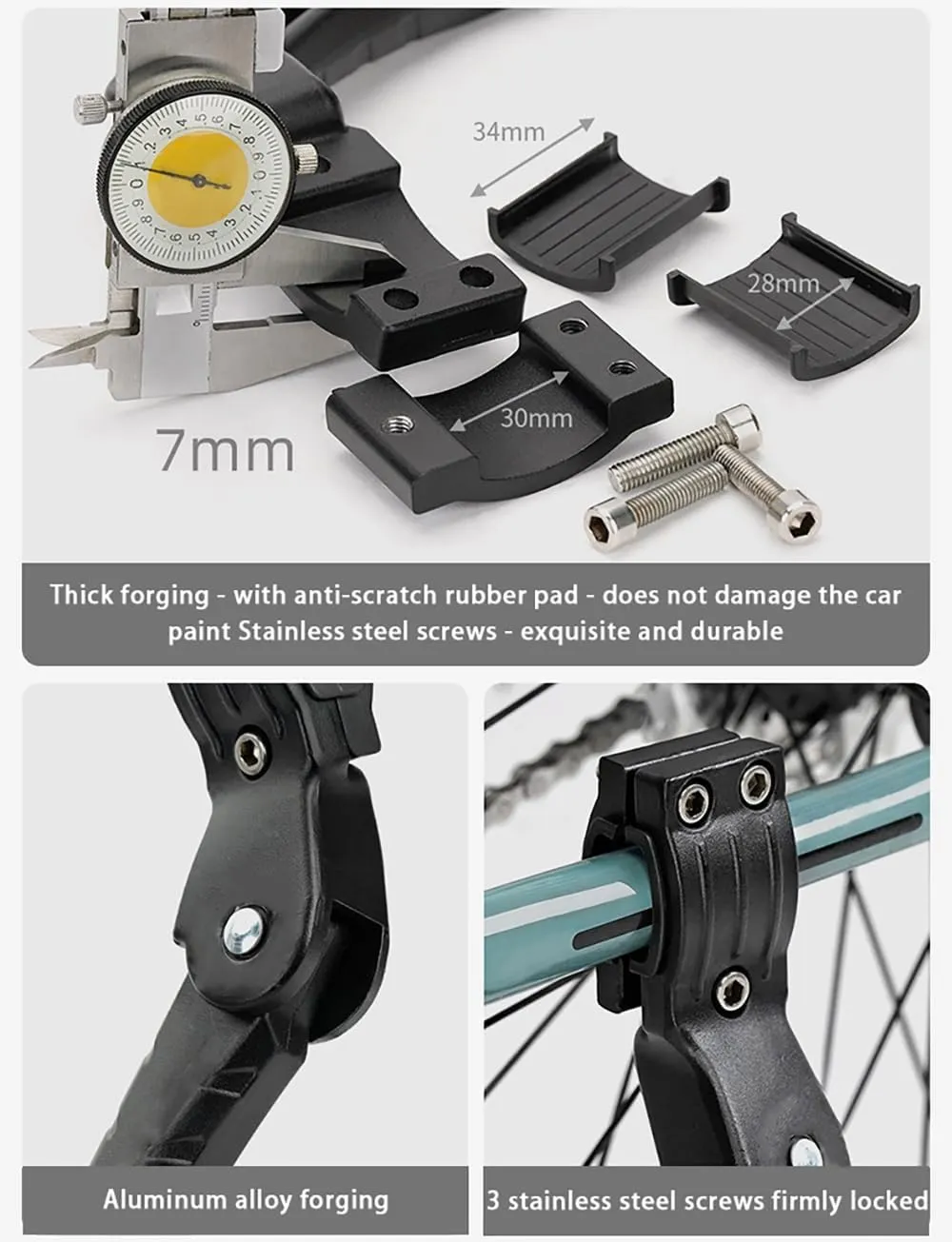 Bike Kickstand for Cervelo S5, Aluminum Adjustable Kickstand Foot Side Stand Suppor Rear Side Bicycle Stand with Non-Slip Rubber Foot,A