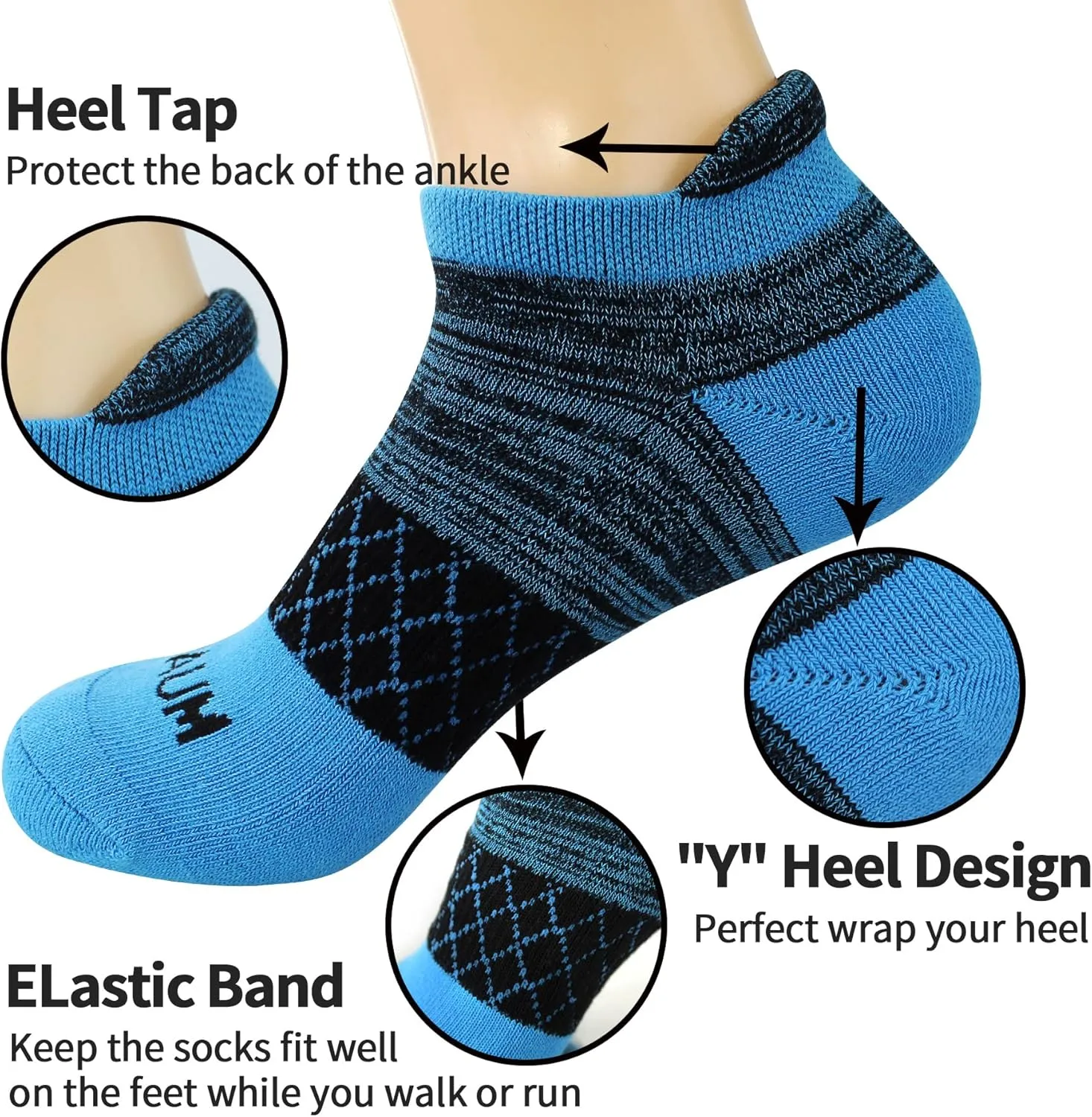 BIOAUM Cushioned Men's Ankle Socks, 6 Pairs Cotton Athletic Sport Breathable Low Cut Socks for Running Size 8-9.5/10-13/12-14