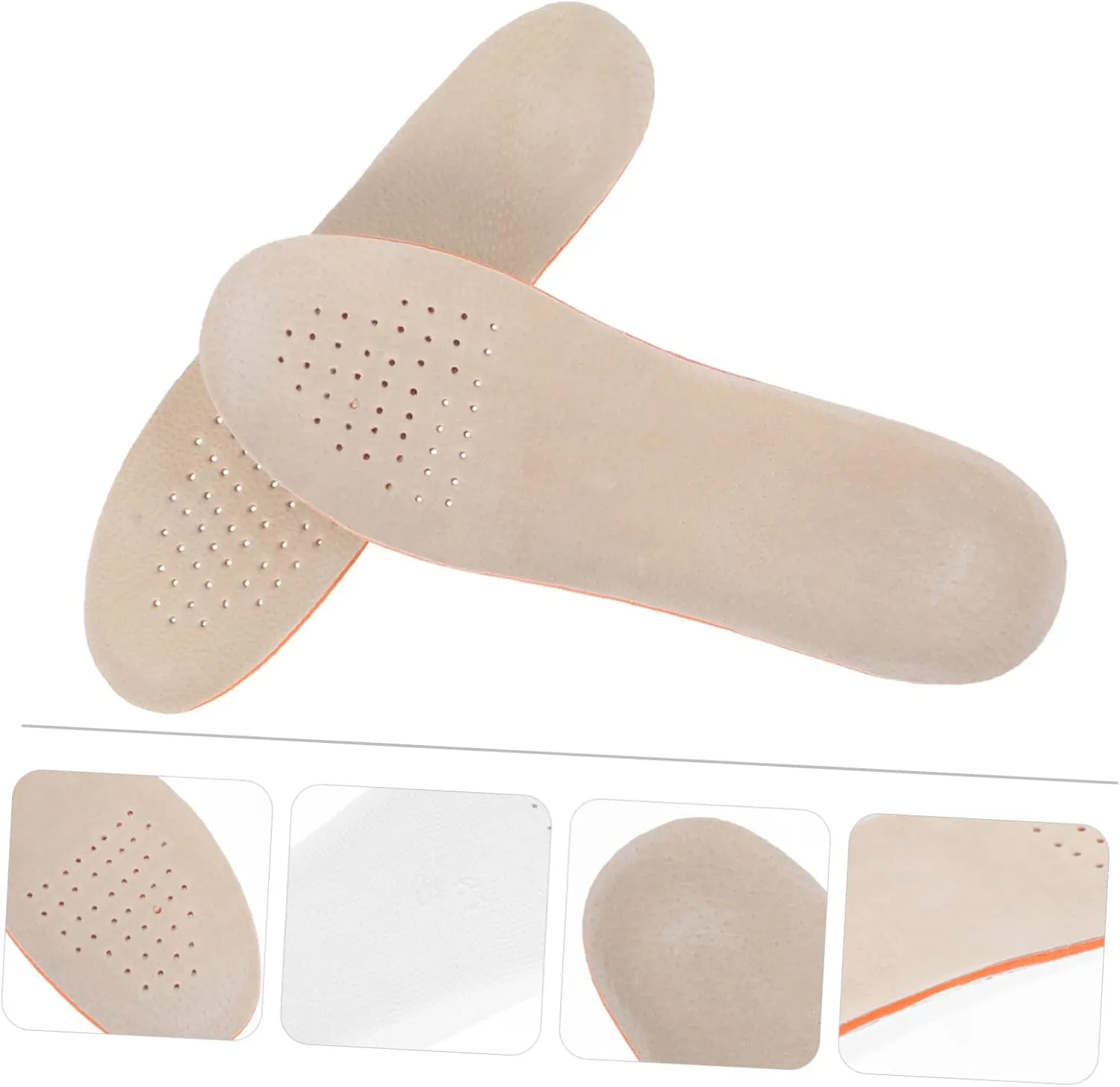 Breathable Shoe Pads 1.5cm Heightening Pig Skin Insoles for Women Men L Size Comfortable Sturdy
