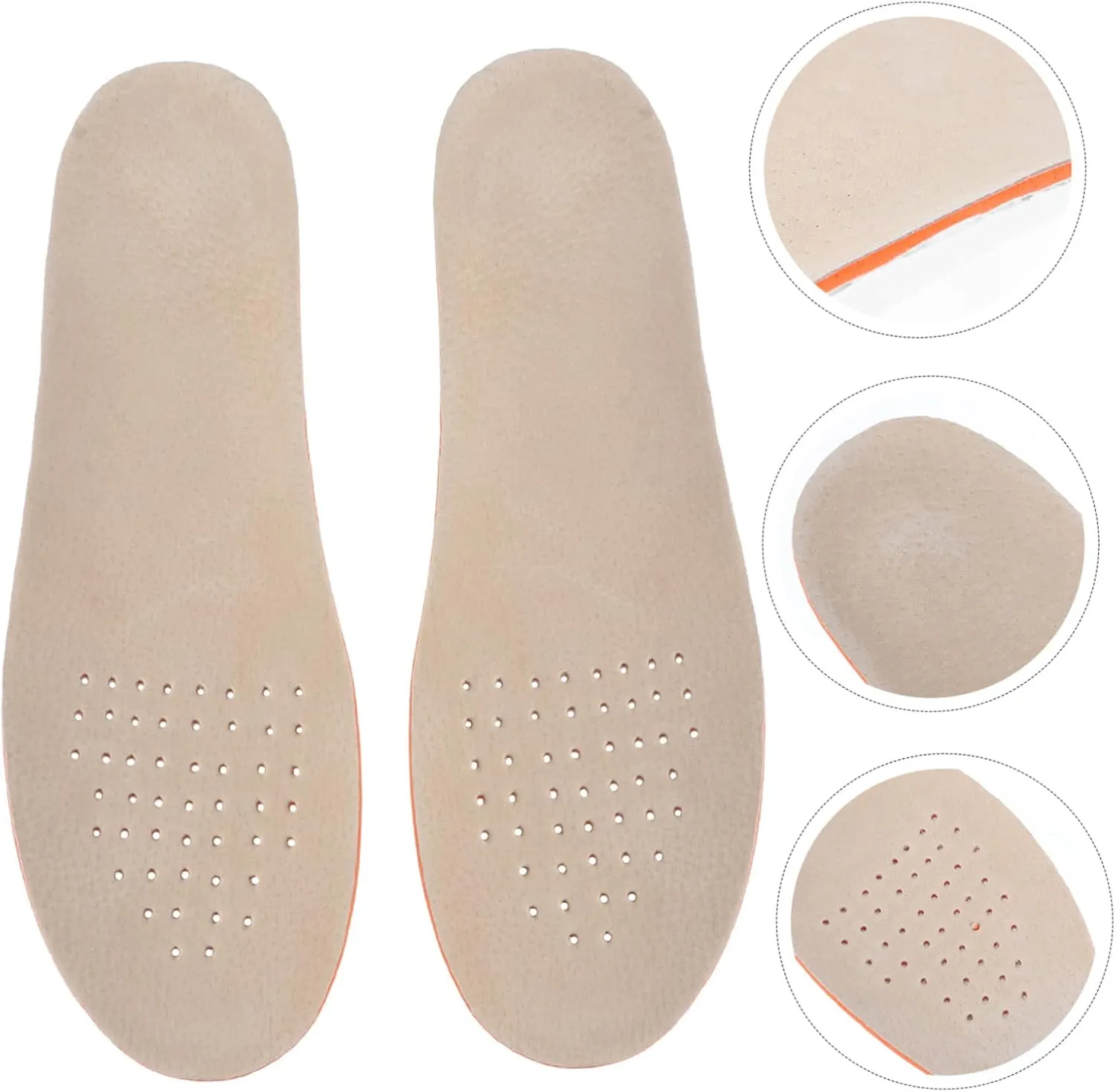 Breathable Shoe Pads 1.5cm Heightening Pig Skin Insoles for Women Men L Size Comfortable Sturdy