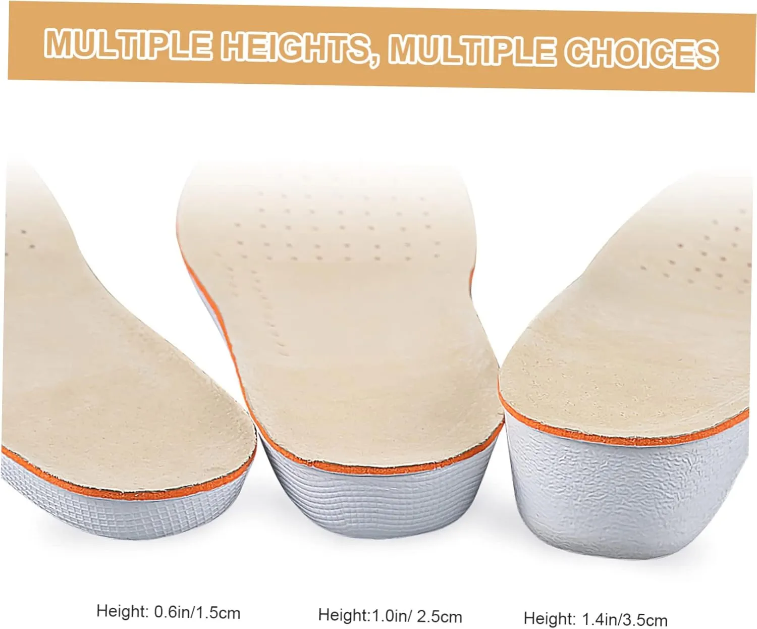 Breathable Shoe Pads 1.5cm Heightening Pig Skin Insoles for Women Men L Size Comfortable Sturdy