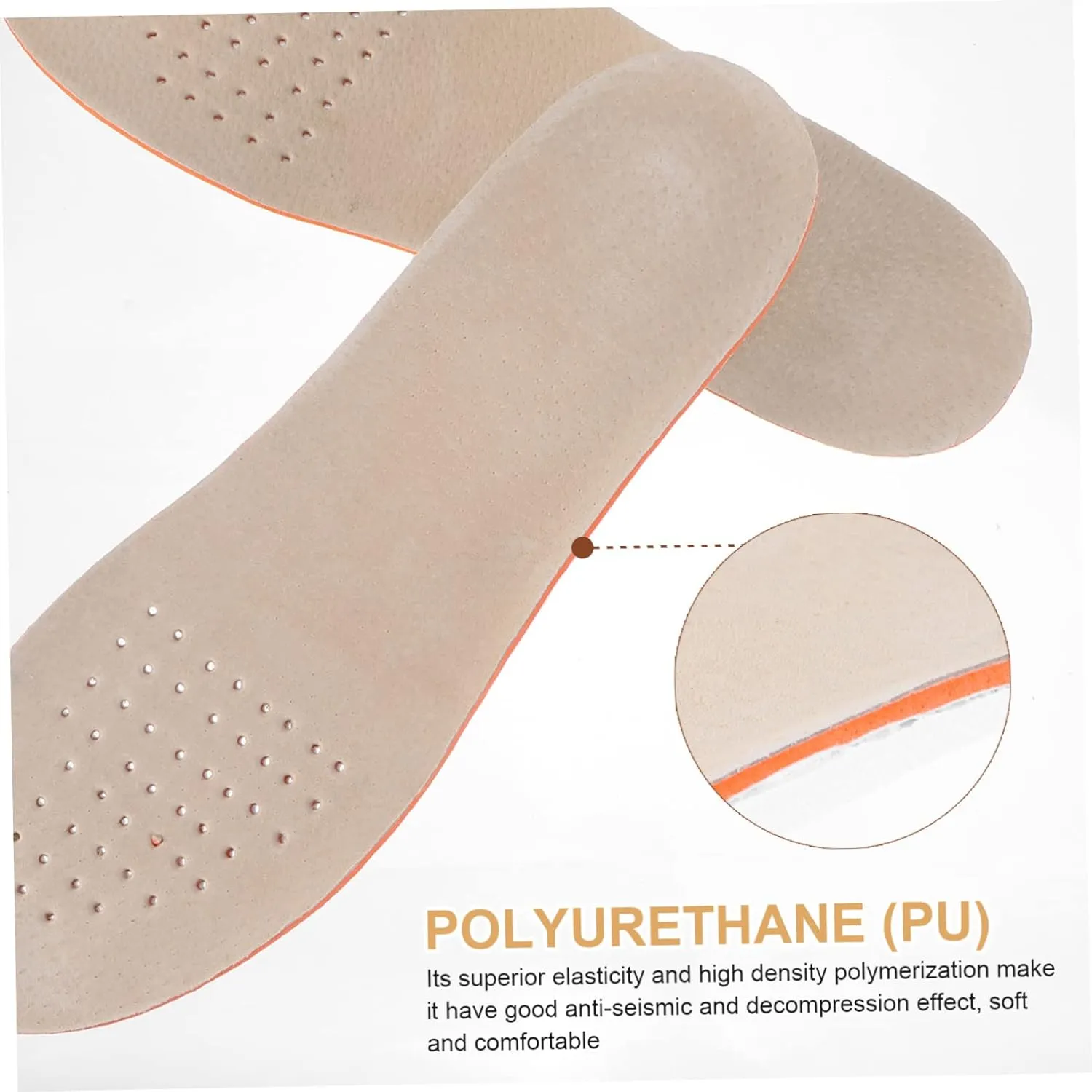 Breathable Shoe Pads 1.5cm Heightening Pig Skin Insoles for Women Men L Size Comfortable Sturdy