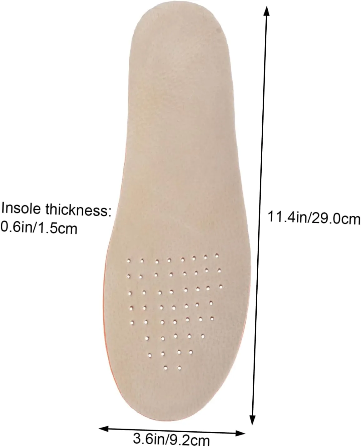 Breathable Shoe Pads 1.5cm Heightening Pig Skin Insoles for Women Men L Size Comfortable Sturdy
