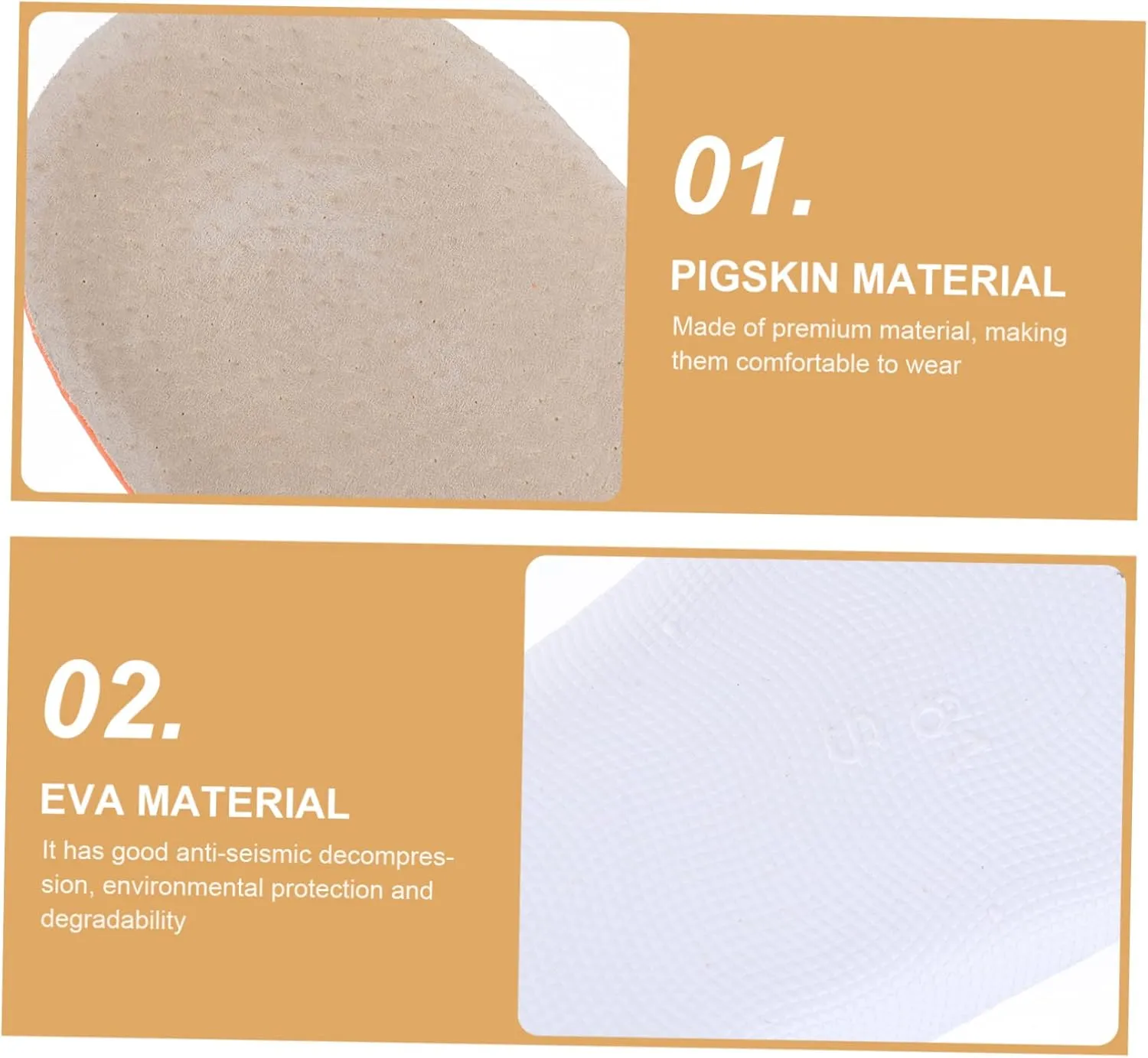 Breathable Shoe Pads 1.5cm Heightening Pig Skin Insoles for Women Men L Size Comfortable Sturdy