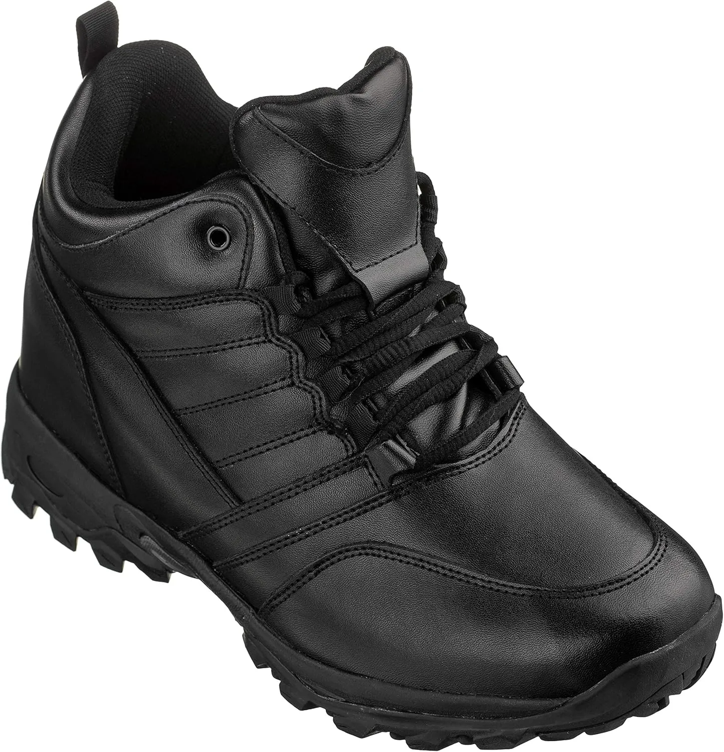 CALTO Men's Invisible Height Increasing Elevator Shoes - Black Leather Lightweight Trainer Sneakers - 4.5 Inches Taller - FD003 - Size 6 D(M) US