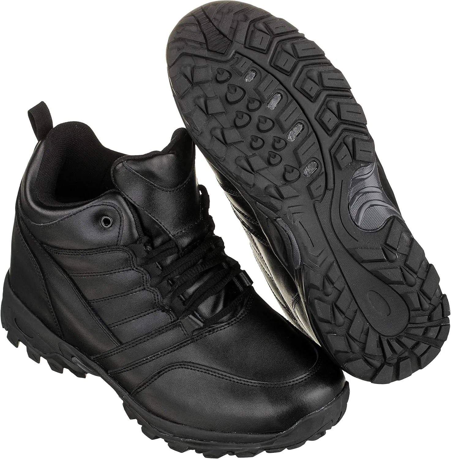 CALTO Men's Invisible Height Increasing Elevator Shoes - Black Leather Lightweight Trainer Sneakers - 4.5 Inches Taller - FD003 - Size 6 D(M) US