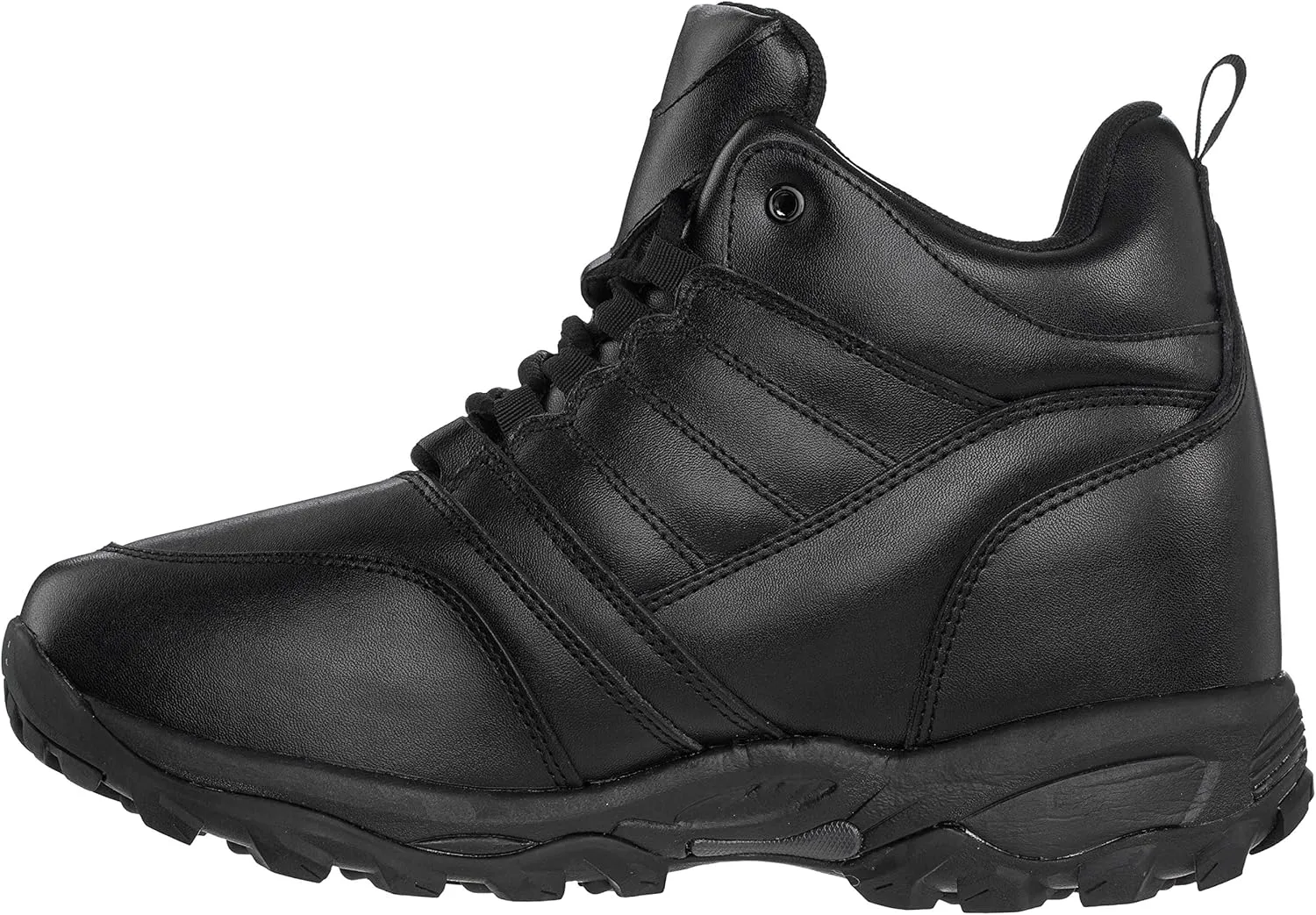 CALTO Men's Invisible Height Increasing Elevator Shoes - Black Leather Lightweight Trainer Sneakers - 4.5 Inches Taller - FD003 - Size 6 D(M) US