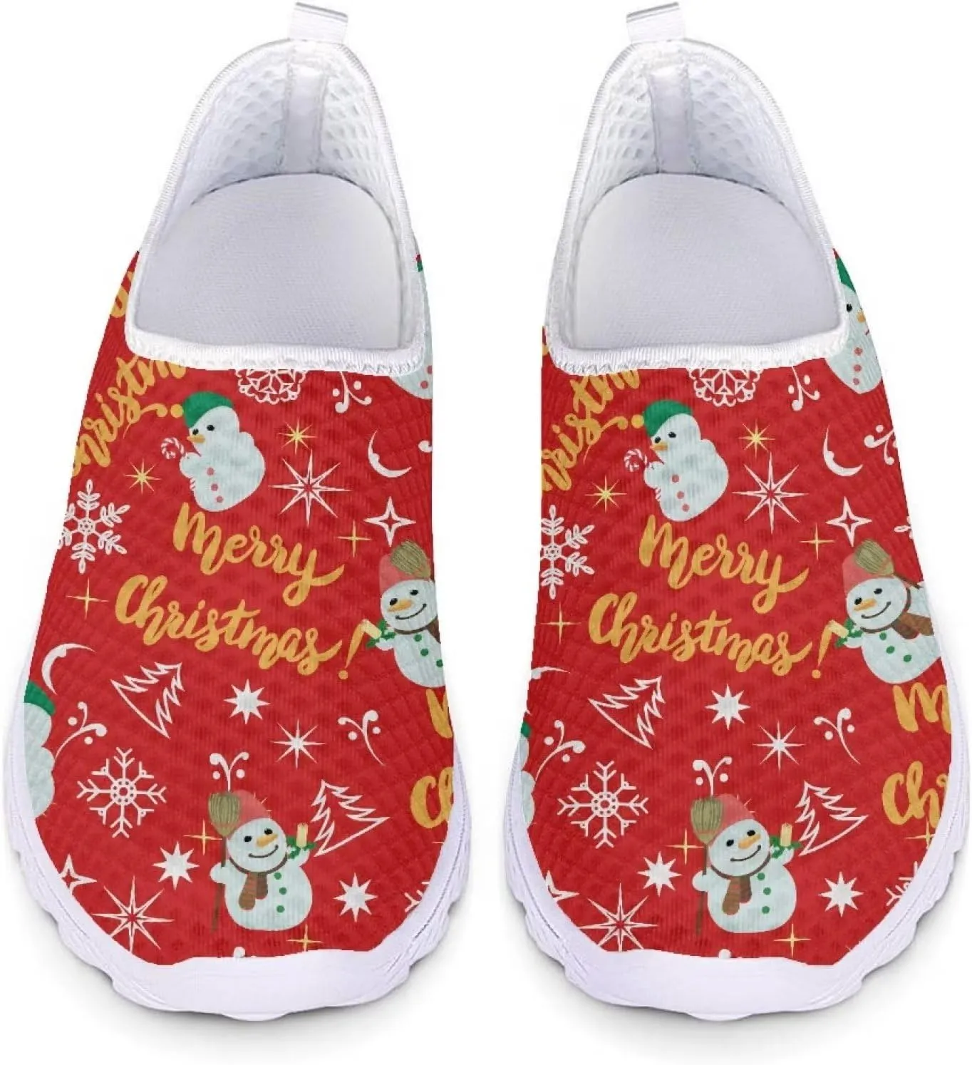 Christmas Sneakers Slip On Walking Shoes for Women Size 5.5-11