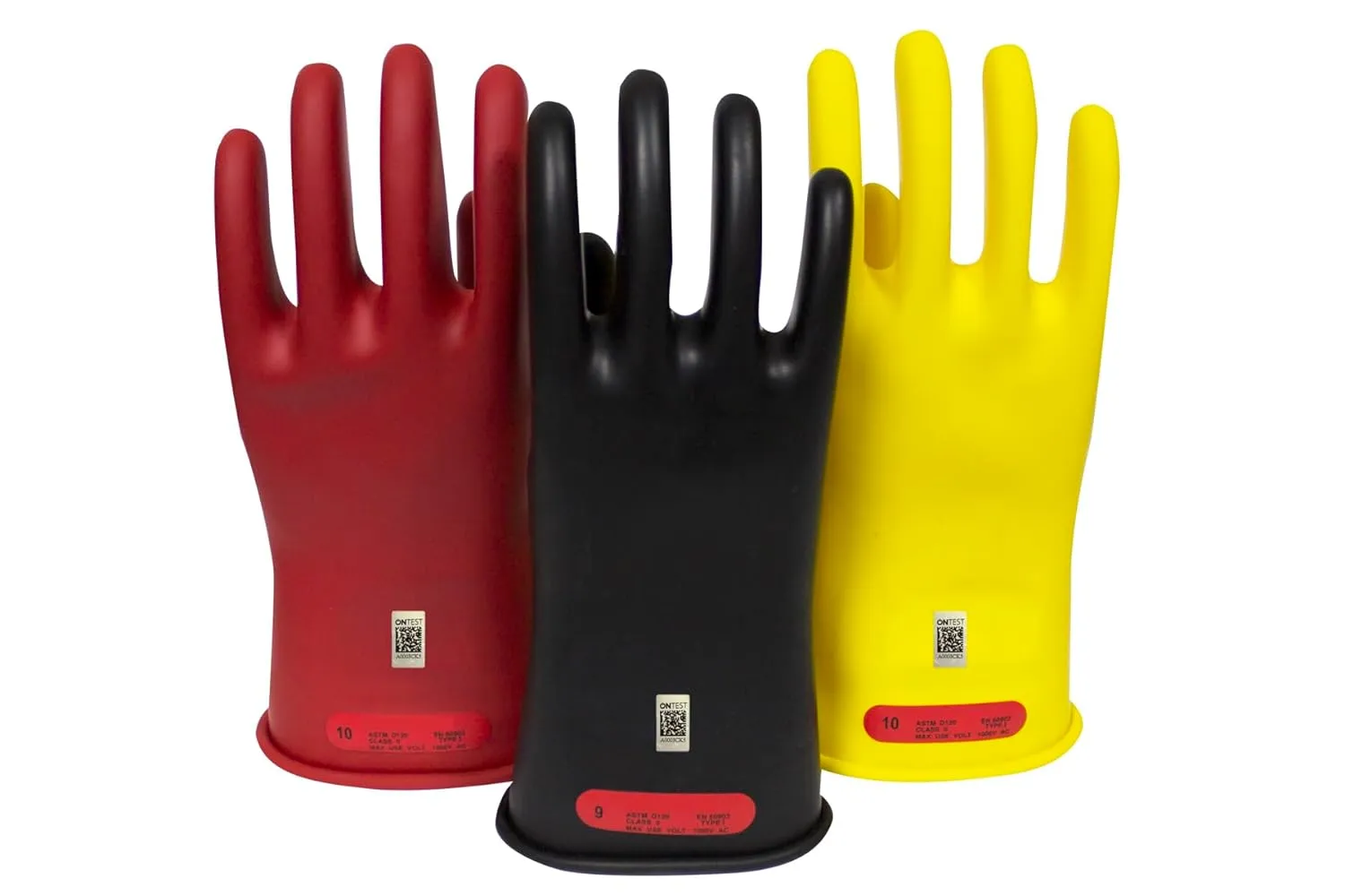 Class 0 Yellow Rubber Voltage Insulating Gloves, Max. Use Voltage 1000V AC/1500V DC, GC0Y12