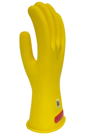 Class 0 Yellow Rubber Voltage Insulating Gloves, Max. Use Voltage 1000V AC/1500V DC, GC0Y12