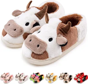 Cow Slippers for Women Men, Fluffy Cute Memory Foam Lightweight House Shoes Cozy Cartoon Slippers with Polar Fleece Lining Funny Furry Kawaii Bedroom Indoor and Outdoor
