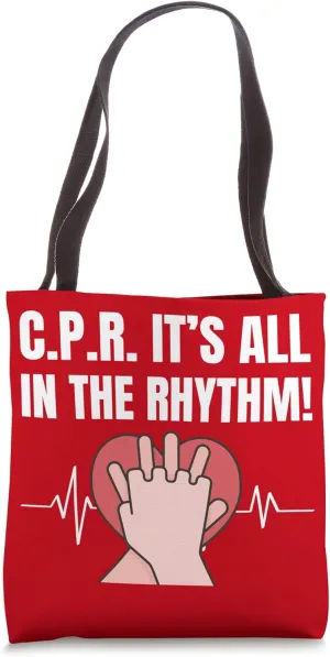 CPR It's The Rhythm! Funny EKG Heartbeat First Aid Trainer Tote Bag