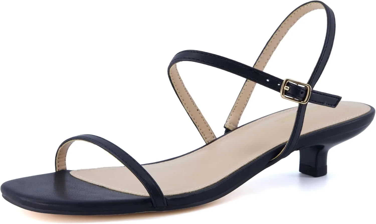 CUSHIONAIRE Soprano Women’s One Band Kitten Heel with Ankle Strap – Minimalist Dress Sandal with Memory Foam & Strappy Silhouette