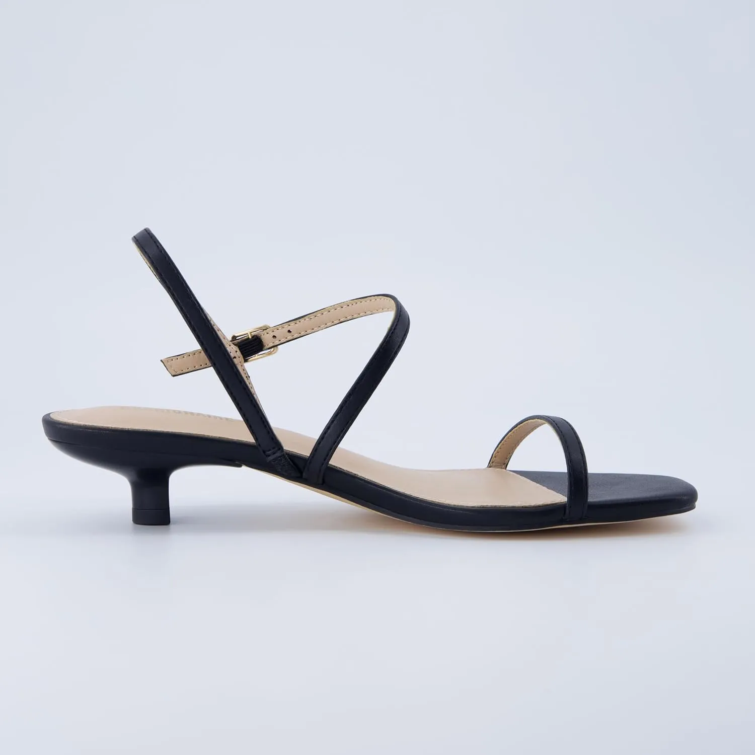 CUSHIONAIRE Soprano Women’s One Band Kitten Heel with Ankle Strap – Minimalist Dress Sandal with Memory Foam & Strappy Silhouette