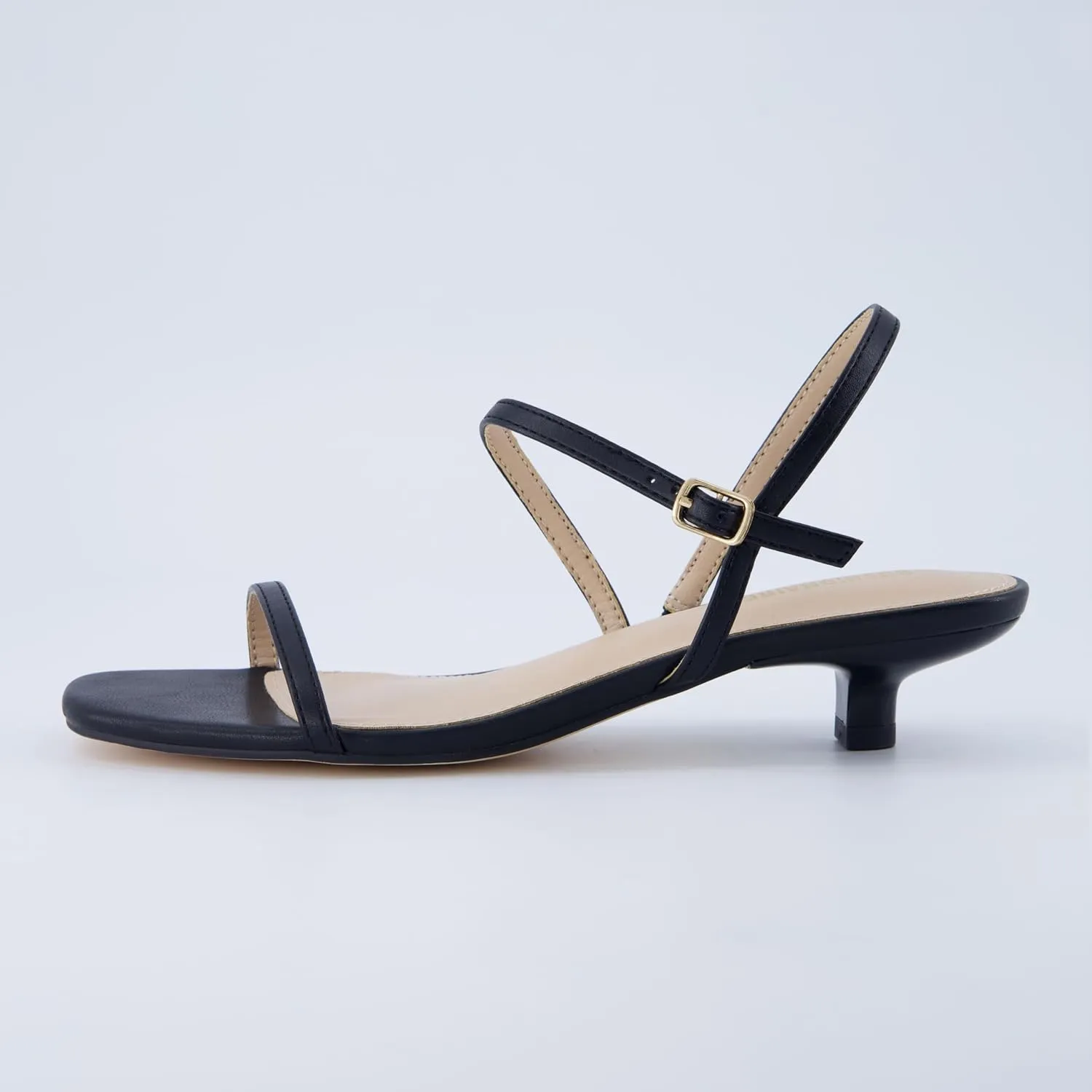 CUSHIONAIRE Soprano Women’s One Band Kitten Heel with Ankle Strap – Minimalist Dress Sandal with Memory Foam & Strappy Silhouette