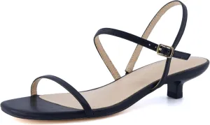 CUSHIONAIRE Soprano Women’s One Band Kitten Heel with Ankle Strap – Minimalist Dress Sandal with Memory Foam & Strappy Silhouette
