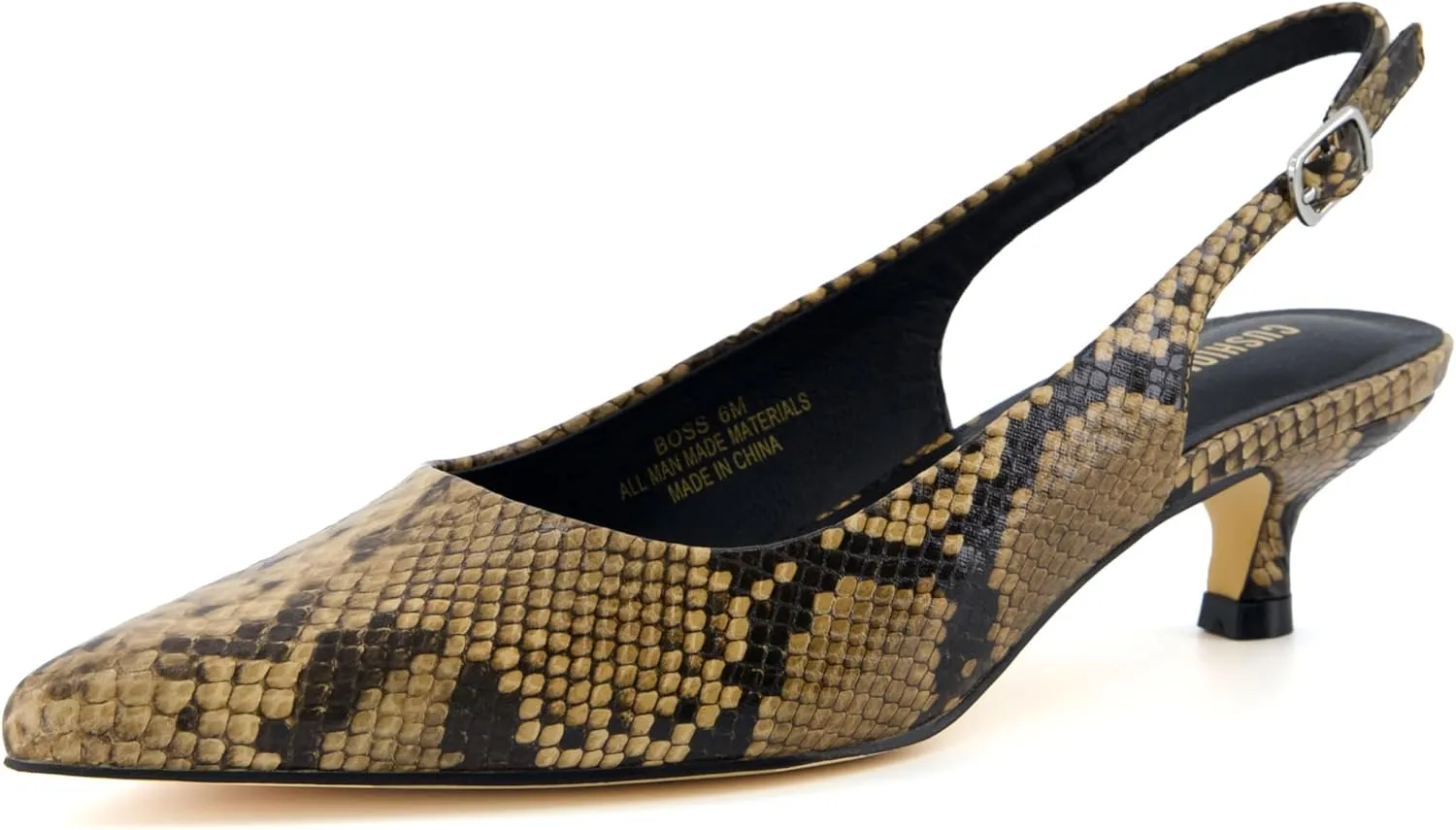 CUSHIONAIRE Women's Boss Kitten Heel Sling Back Dress Shoe  Memory Foam, Wide Widths Available