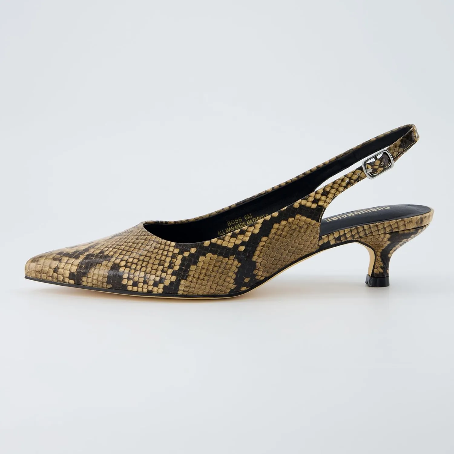 CUSHIONAIRE Women's Boss Kitten Heel Sling Back Dress Shoe  Memory Foam, Wide Widths Available
