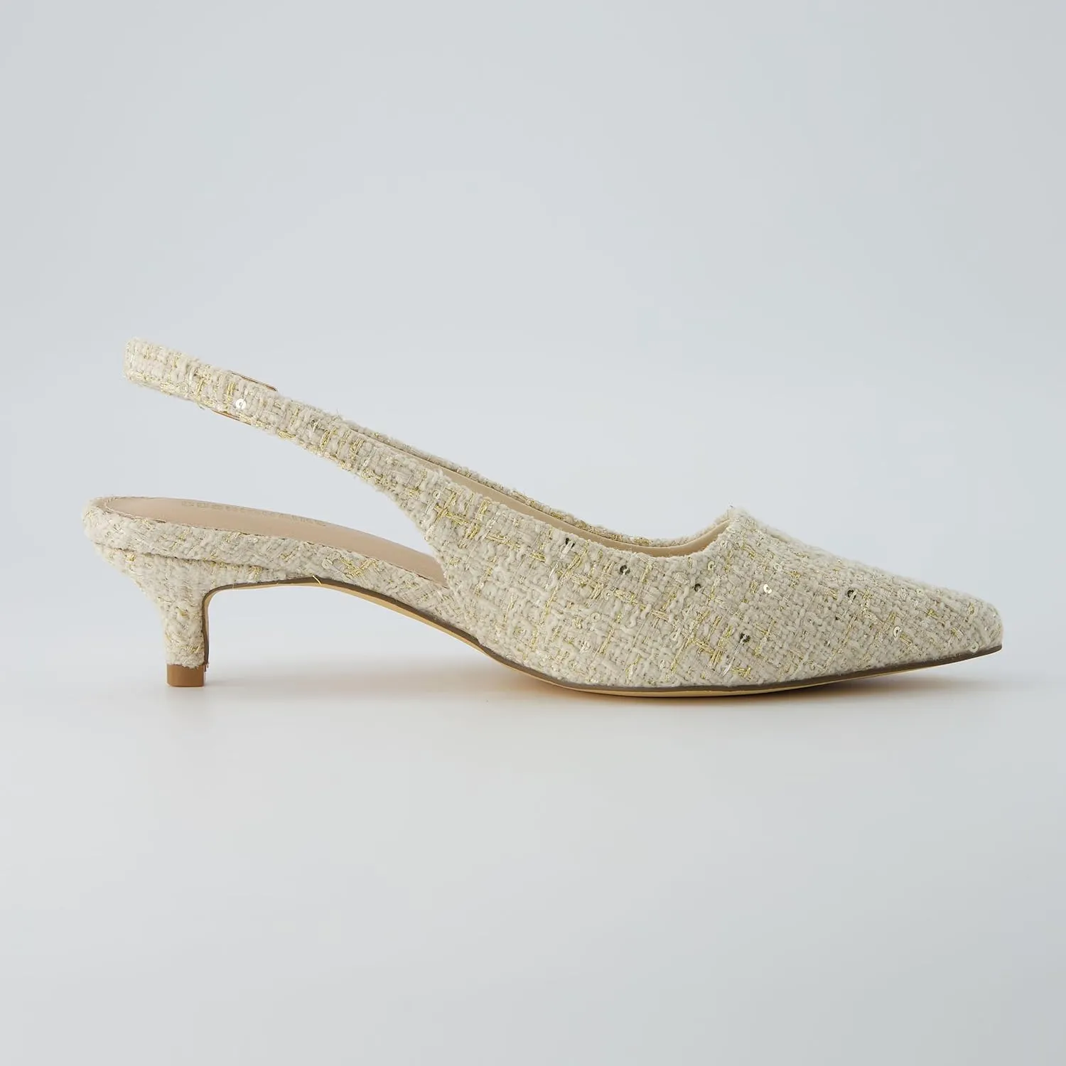 CUSHIONAIRE Women's Buzz Kitten Heel Sling Back Dress Shoe  Memory Foam, Wide Widths Available