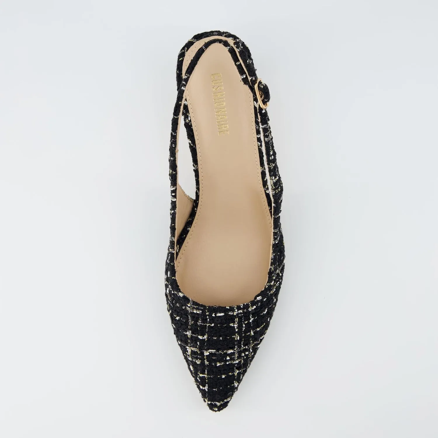 CUSHIONAIRE Women's Buzz Kitten Heel Sling Back Dress Shoe  Memory Foam, Wide Widths Available