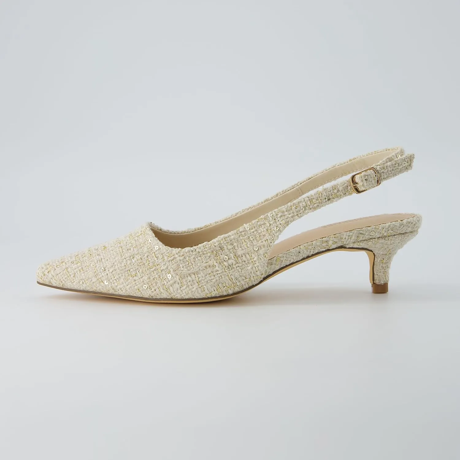 CUSHIONAIRE Women's Buzz Kitten Heel Sling Back Dress Shoe  Memory Foam, Wide Widths Available