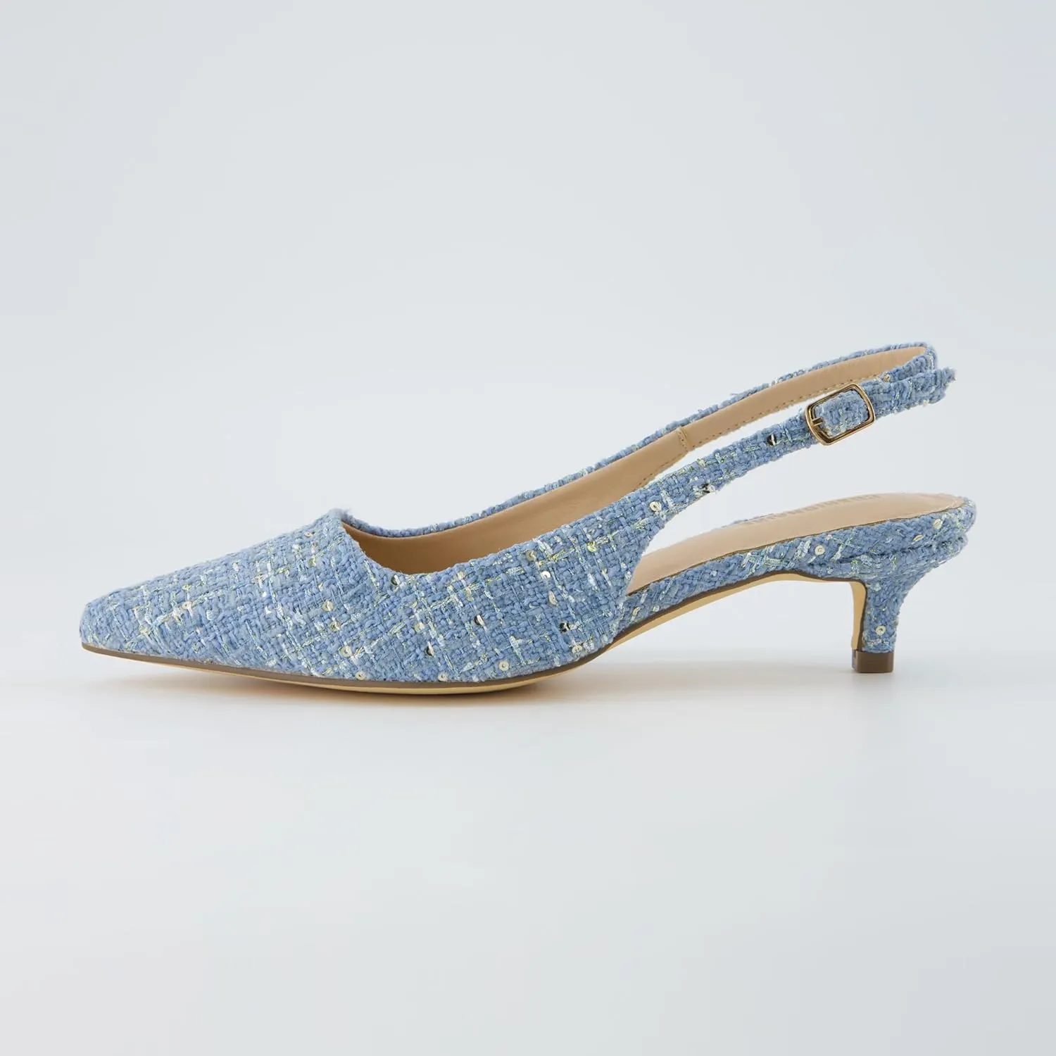 CUSHIONAIRE Women's Buzz Kitten Heel Sling Back Dress Shoe  Memory Foam, Wide Widths Available