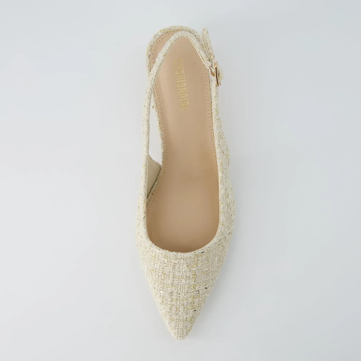 CUSHIONAIRE Women's Buzz Kitten Heel Sling Back Dress Shoe  Memory Foam, Wide Widths Available
