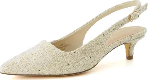 CUSHIONAIRE Women's Buzz Kitten Heel Sling Back Dress Shoe  Memory Foam, Wide Widths Available